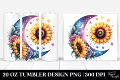 Vibrant Half Moon with Sunflowers Clipart, High-Res 20 Oz Product Image 1