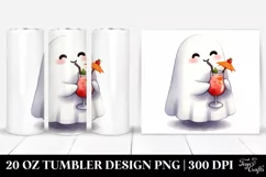 Washed Cartoon Halloween Cute Ghost Tumbler | 20 oz Tumbler Product Image 1