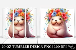 Colorful Flower Crown Walrus 20 oz Tumbler Product Image 1