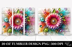 Colorful Gerbera with Watercolor Splash | 20 Oz Tumbler Product Image 1