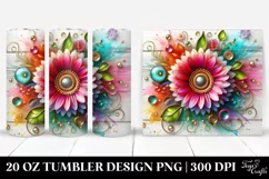 Colorful Gerbera with Watercolor Splash | 20 Oz Tumbler Product Image 1