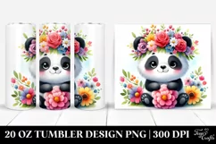 Cute Panda Flower Crown | 20 oz Tumbler Product Image 1