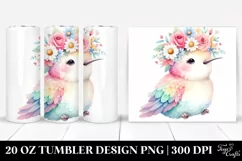 Adorable Floral Hummingbird Tumbler Design Product Image 1
