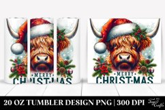 Vibrant Highland Cow Christmas Clipart, 20 Oz Tumbler Product Image 1