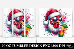 Colorful Chicken Santa Tumbler Design Product Image 1