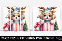 Enthusiastic Poodle with Reindeer Horns PNG Product Image 1