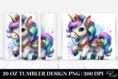 Colorful Baby Unicorn with Mardi Gras Parade. 20 oz Tumbler Product Image 1