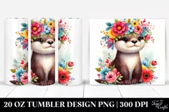 Vibrant Otter Flower Crown Tumbler Product Image 1