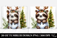 Winter Sloth with Reindeer Horns, High-Res PNG Product Image 1