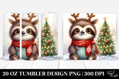 Winter Sloth with Reindeer Horns, High-Res PNG Product Image 1