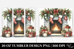 Christmas Fireplace with Stockings Clipart 20 Oz Tumbler Product Image 1