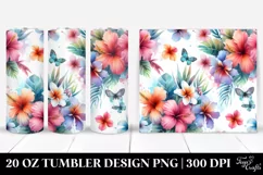 Hawaiian Flowers Watercolor Tumbler Product Image 1