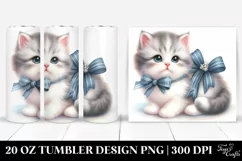 Cute Watercolor Cat Portrait, Transparent 20 Oz Tumbler Product Image 1