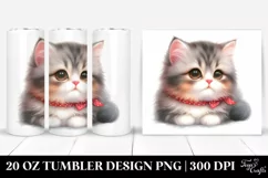 Cute Watercolor Cat Portrait, Transparent 20 Oz Tumbler Product Image 1