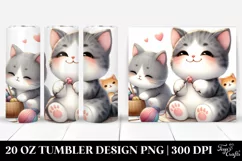Cute Watercolor Cat Portrait, Transparent 20 Oz Tumbler Product Image 1