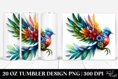 Abstract Watercolor Bird Flowers | 20 Oz Tumbler Product Image 1