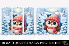 Cute Baby Owl in Winter Scene, 20 Oz Tumbler Product Image 1