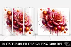 Glossy Rose with Candy Details. 20 oz Tumbler Design Product Image 1