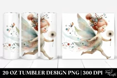 Whimsical Running Fairy Clipart, High-Res 20 Oz Tumbler Product Image 1