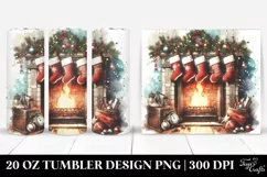 Watercolor Christmas Fireplace Clipart, Transparent 20 Oz Product Image 1