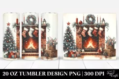 Watercolor Christmas Fireplace Clipart, Transparent 20 Oz Product Image 1
