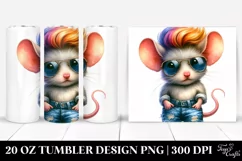 Vibrant Baby Mouse Posing, Watercolor | 20 oz Tumbler Product Image 1