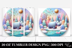 3D Pastel Hippo Winter Scene 20 Oz Tumbler Product Image 1