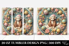 Colorful Monkey Christmas Clipart, High-Res 20 Oz Tumbler Product Image 1