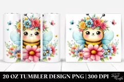 Cute Bee with Flower Crown 20 Oz Tumbler Product Image 1