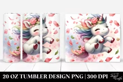 Cute Baby Unicorn Tumbling with Spring Petals | 20 Oz Product Image 1