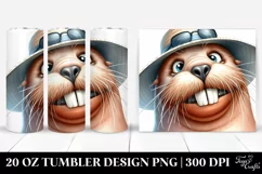 Watercolor Walrus with Sun Hat 20 Oz Tumbler Product Image 1