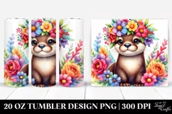 Vibrant Otter with Flower Crown | 20 oz Tumbler Product Image 1