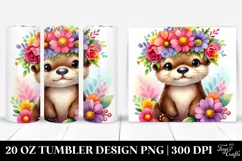 Vibrant Otter with Flower Crown | 20 oz Tumbler Product Image 1