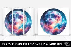 Vibrant Watercolor Moon Design | 20 Oz Tumbler Product Image 1