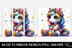 Vibrant Drawing Cute Unicorn | 20 oz Tumbler Product Image 1