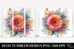 Washed Watercolor Colorful Gerbera | 20 oz Tumbler Product Image 1