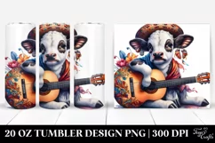 Colorful Baby Cow with Spanish Guitar. 20 oz Tumbler Design Product Image 1