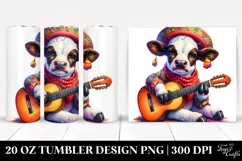 Colorful Baby Cow with Spanish Guitar. 20 oz Tumbler Design Product Image 1