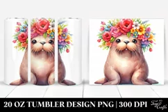 Colorful Flower Crown Walrus Tumbler Product Image 1