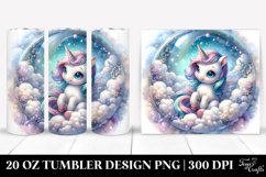 Detailed Watercolor Boho Cute Baby Unicorn Twirling in a Product Image 1