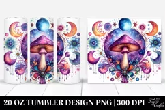 Vibrant Magical Mushroom Clipart, Transparent 20 Oz Tumbler Product Image 1