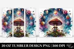 Vibrant Magical Mushroom Clipart, Transparent 20 Oz Tumbler Product Image 1
