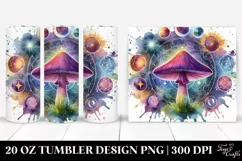 Vibrant Magical Mushroom Clipart, Transparent 20 Oz Tumbler Product Image 1