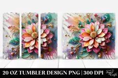 Colorful Zinnia on Marble-like Background with Gold Product Image 1