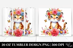 Tiger Flower Crown | 20 oz Tumbler Product Image 1
