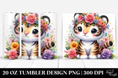 Colorful Flower Crown Tiger Tumbler Product Image 1