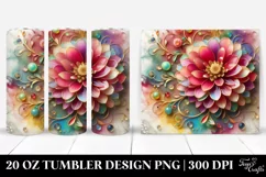 Colorful Zinnia on Marble Background | 20 Oz Tumbler Product Image 1