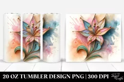 Abstract Lily Stained , High-Res 20 Oz Tumbler Product Image 1