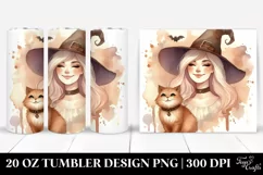 Retro Smiling Witch with Cat | 20 oz Tumbler Product Image 1