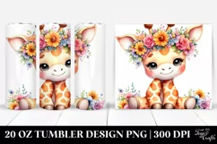 Cute Giraffe with Flower Crown 20 Oz Tumbler Product Image 1